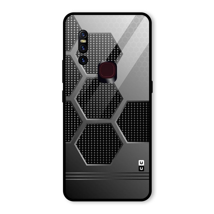 Grey Black Hexa Glass Back Case for Vivo V15