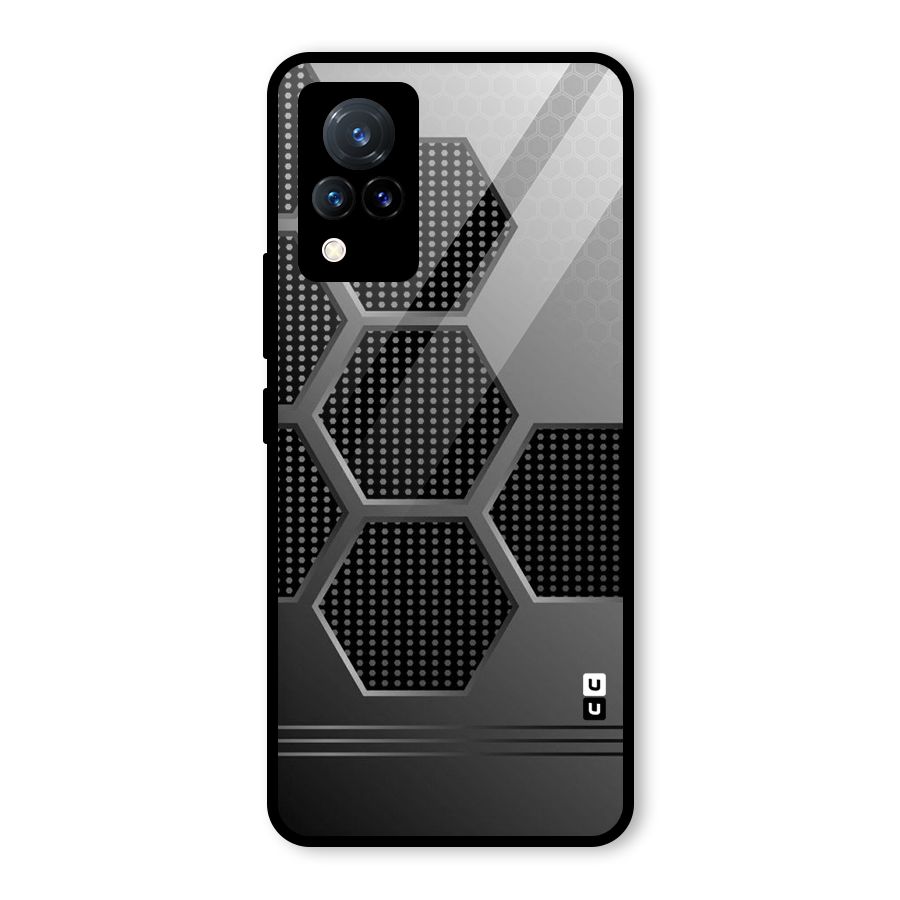 Grey Black Hexa Glass Back Case for Vivo V21 5G