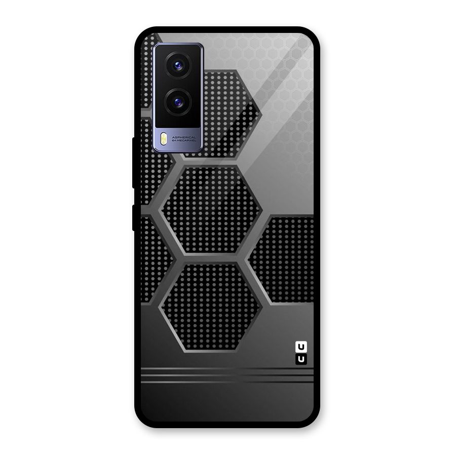 Grey Black Hexa Glass Back Case for Vivo V21e 5G