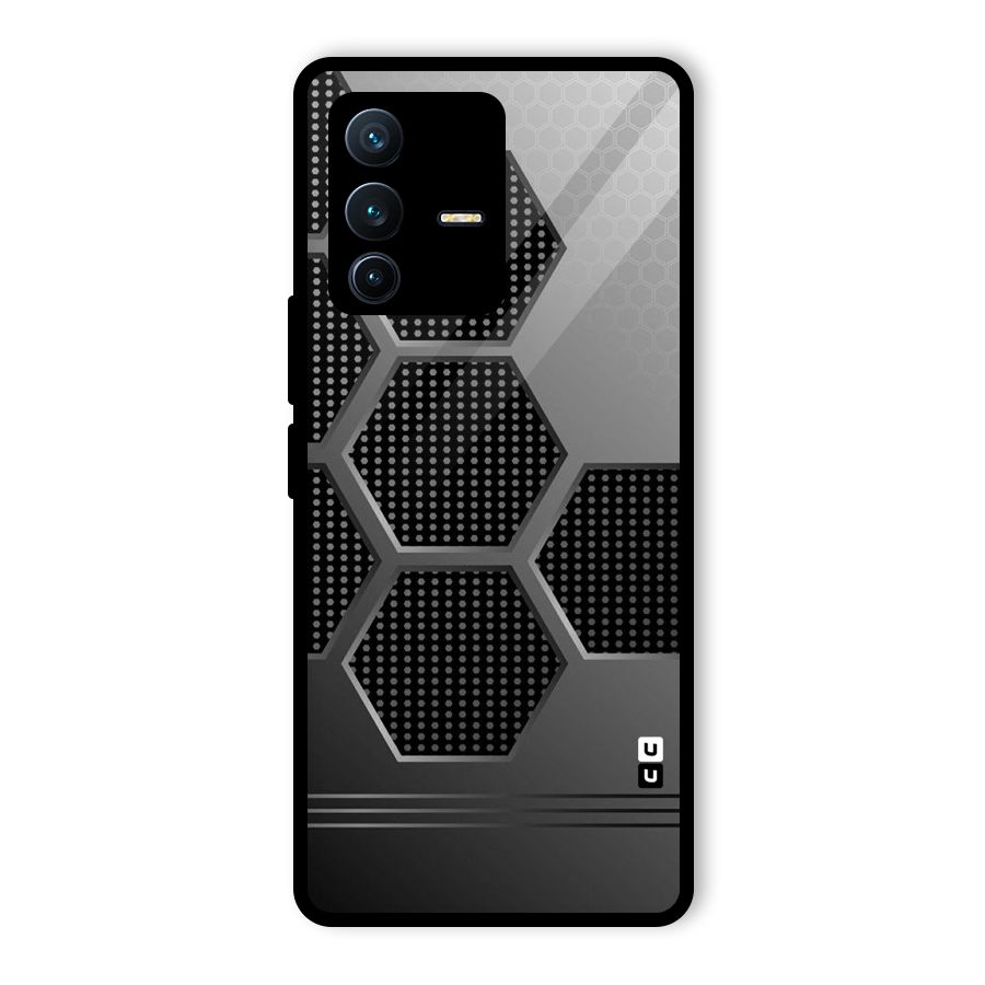 Grey Black Hexa Glass Back Case for Vivo V23 Pro