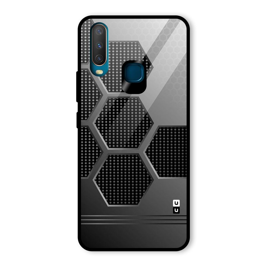 Grey Black Hexa Glass Back Case for Vivo Y15