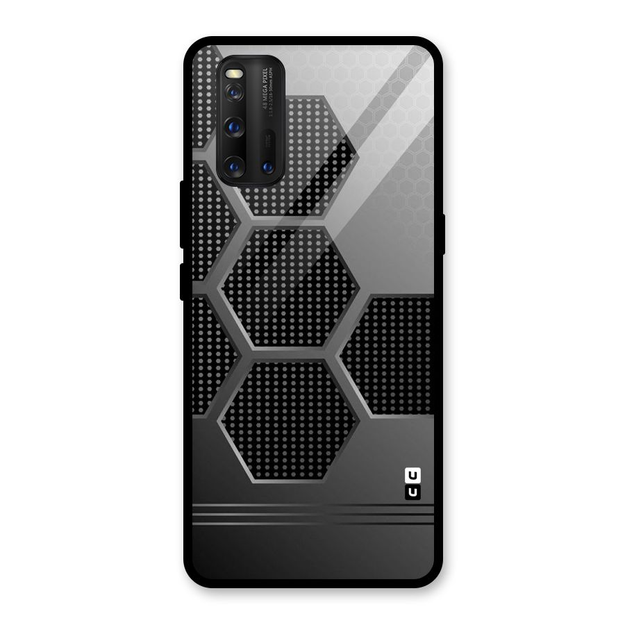 Grey Black Hexa Glass Back Case for Vivo iQOO 3