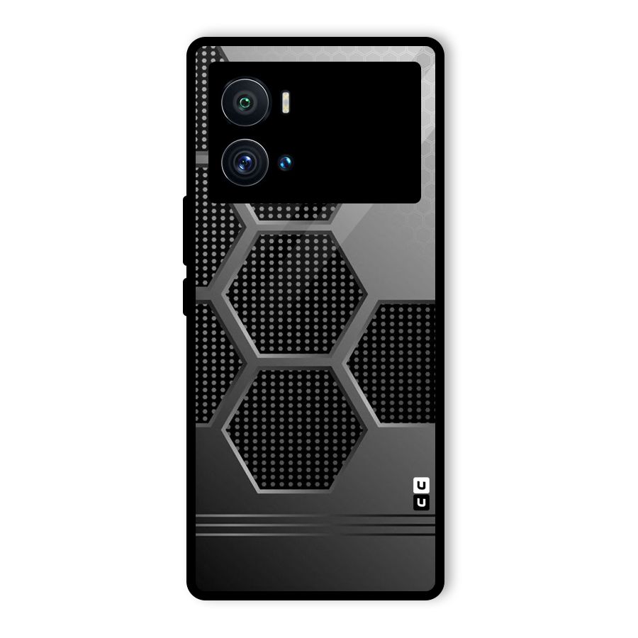 Grey Black Hexa Glass Back Case for Vivo iQOO 9 Pro