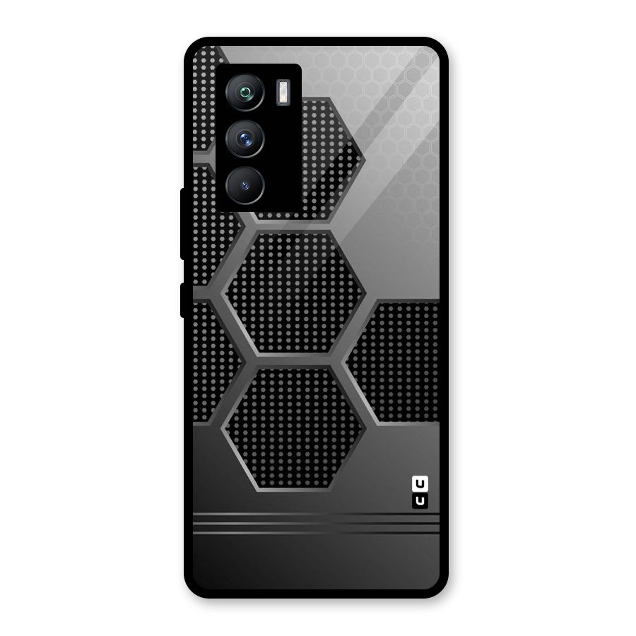 Grey Black Hexa Glass Back Case for Vivo iQOO 9 SE