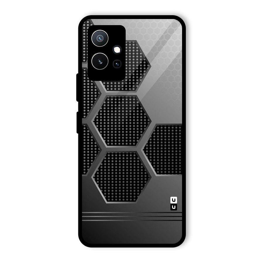 Grey Black Hexa Glass Back Case for Vivo iQOO Z6