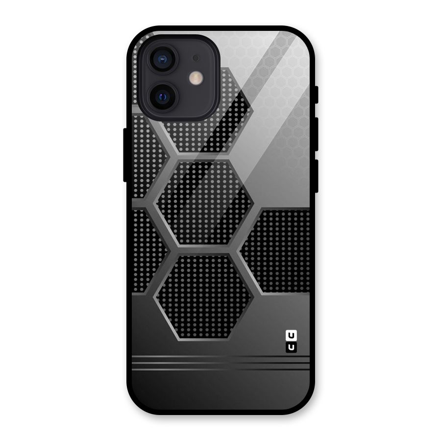 Grey Black Hexa Glass Back Case for iPhone 12