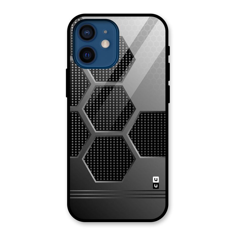 Grey Black Hexa Glass Back Case for iPhone 12 Mini