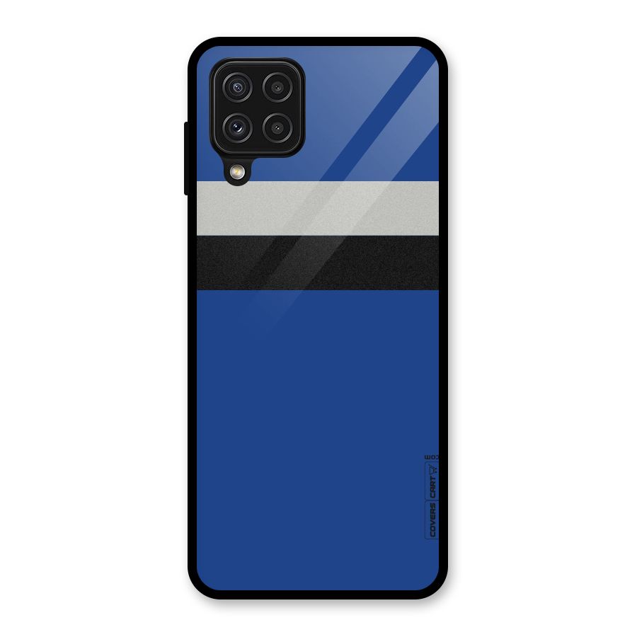 Grey Black Strips Glass Back Case for Galaxy A22 4G