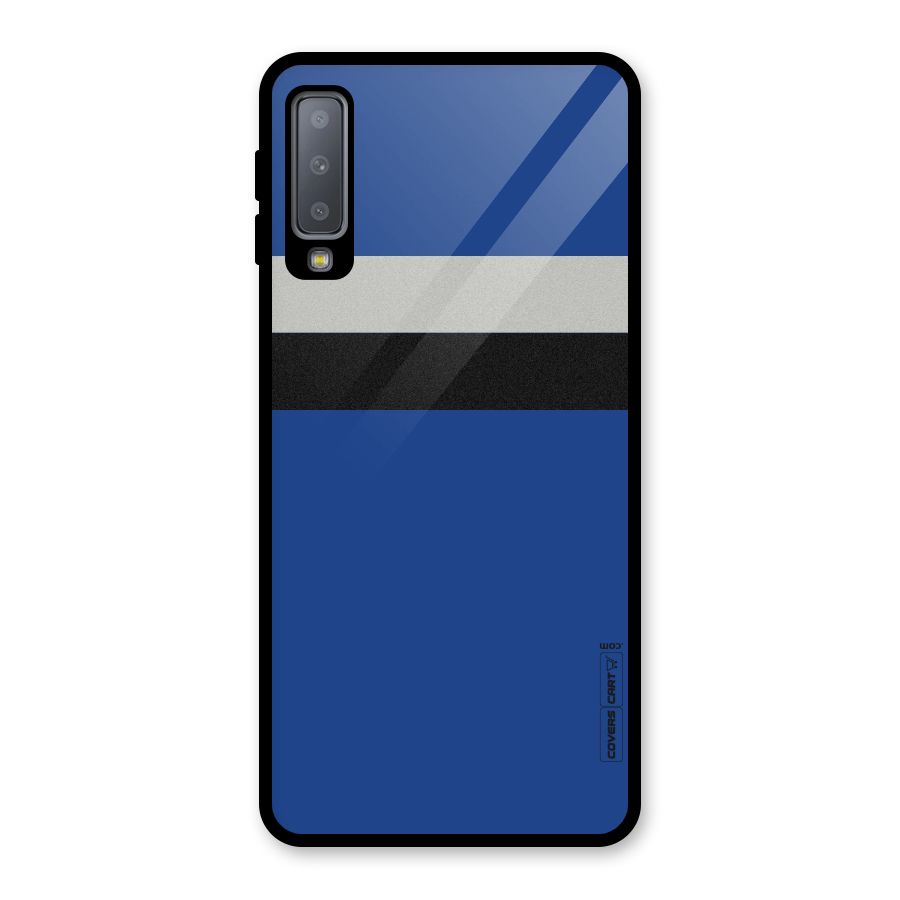 Grey Black Strips Glass Back Case for Galaxy A7 (2018)