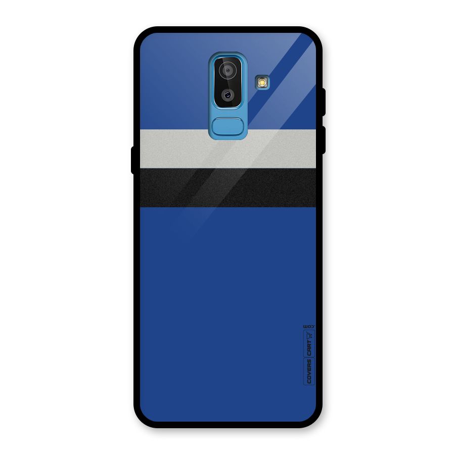 Grey Black Strips Glass Back Case for Galaxy J8