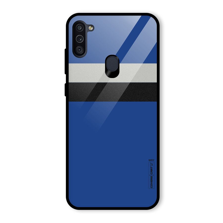 Grey Black Strips Glass Back Case for Galaxy M11