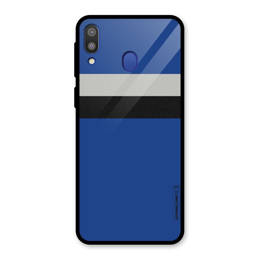 Grey Black Strips Glass Back Case for Galaxy M20