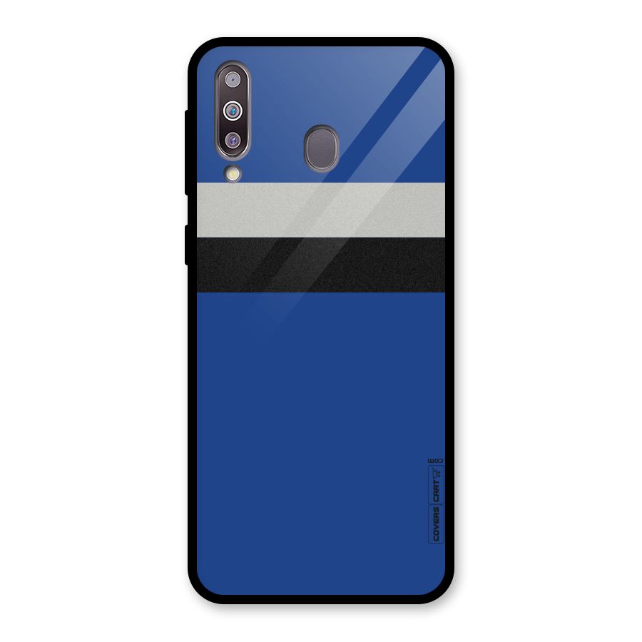 Grey Black Strips Glass Back Case for Galaxy M30