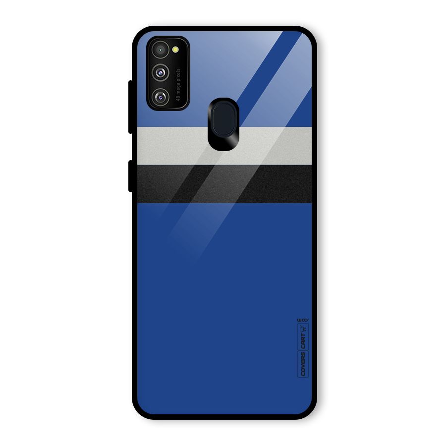 Grey Black Strips Glass Back Case for Galaxy M30s