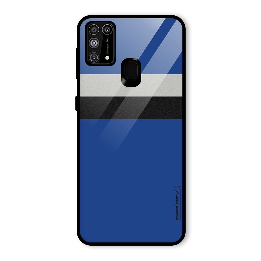 Grey Black Strips Glass Back Case for Galaxy M31