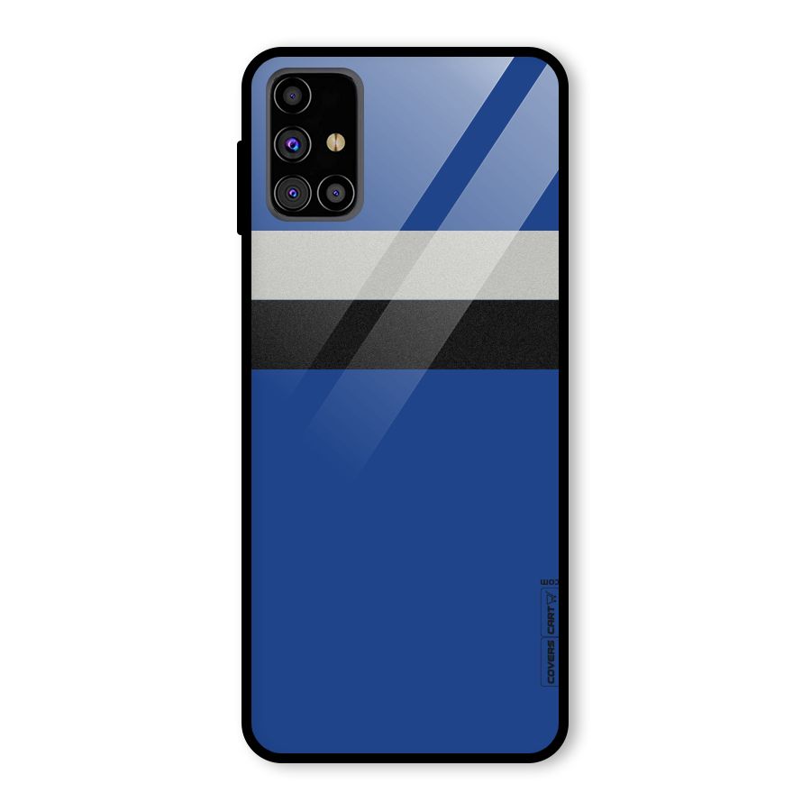 Grey Black Strips Glass Back Case for Galaxy M31s