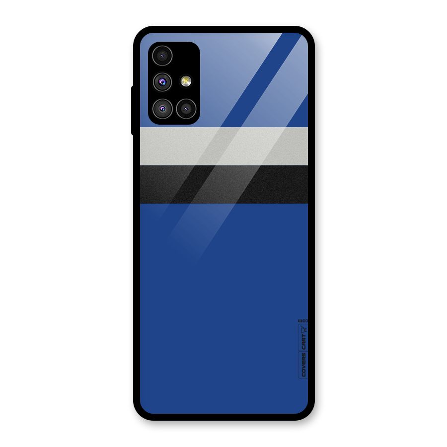 Grey Black Strips Glass Back Case for Galaxy M51