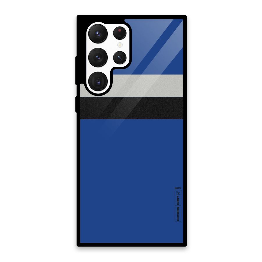 Grey Black Strips Glass Back Case for Galaxy S22 Ultra 5G