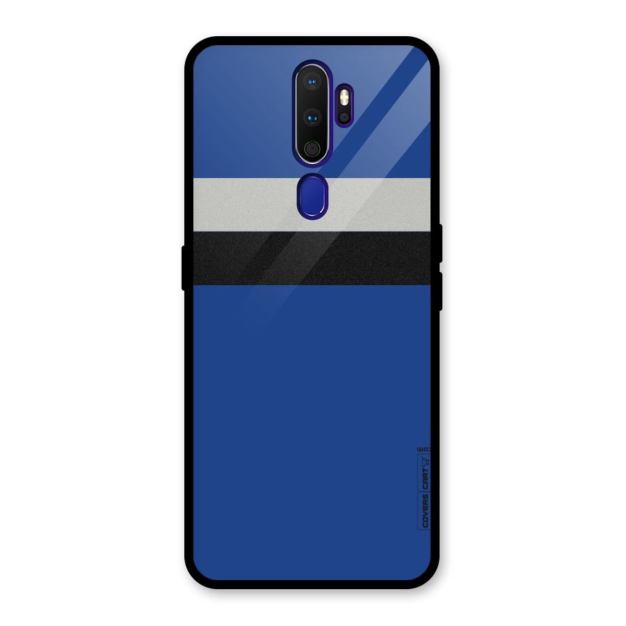 Grey Black Strips Glass Back Case for Oppo A9 (2020)