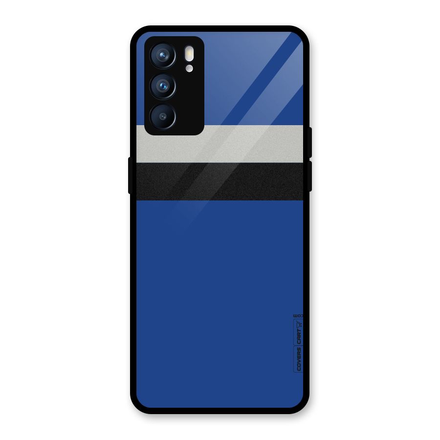 Grey Black Strips Glass Back Case for Oppo Reno6 5G