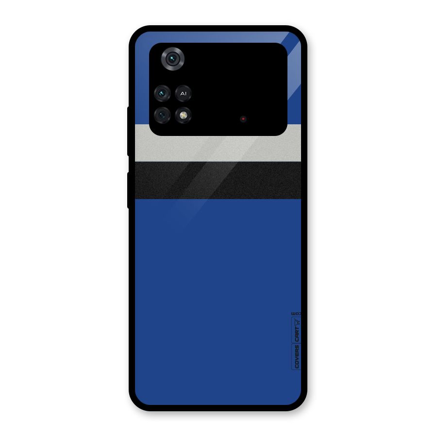 Grey Black Strips Glass Back Case for Poco M4 Pro 4G