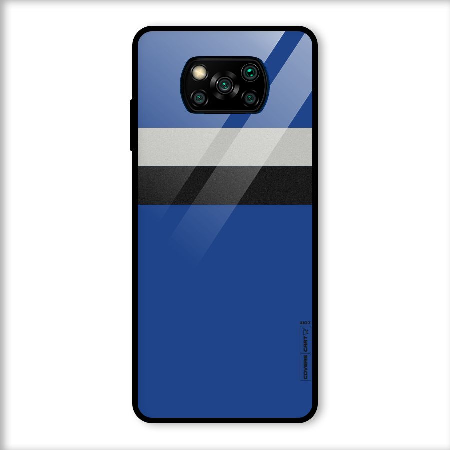 Grey Black Strips Glass Back Case for Poco X3