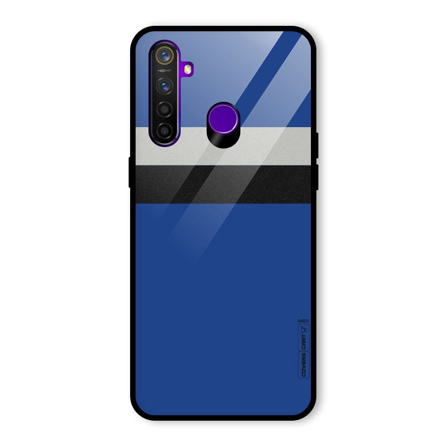 Grey Black Strips Glass Back Case for Realme 5 Pro