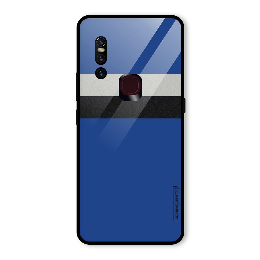 Grey Black Strips Glass Back Case for Vivo V15
