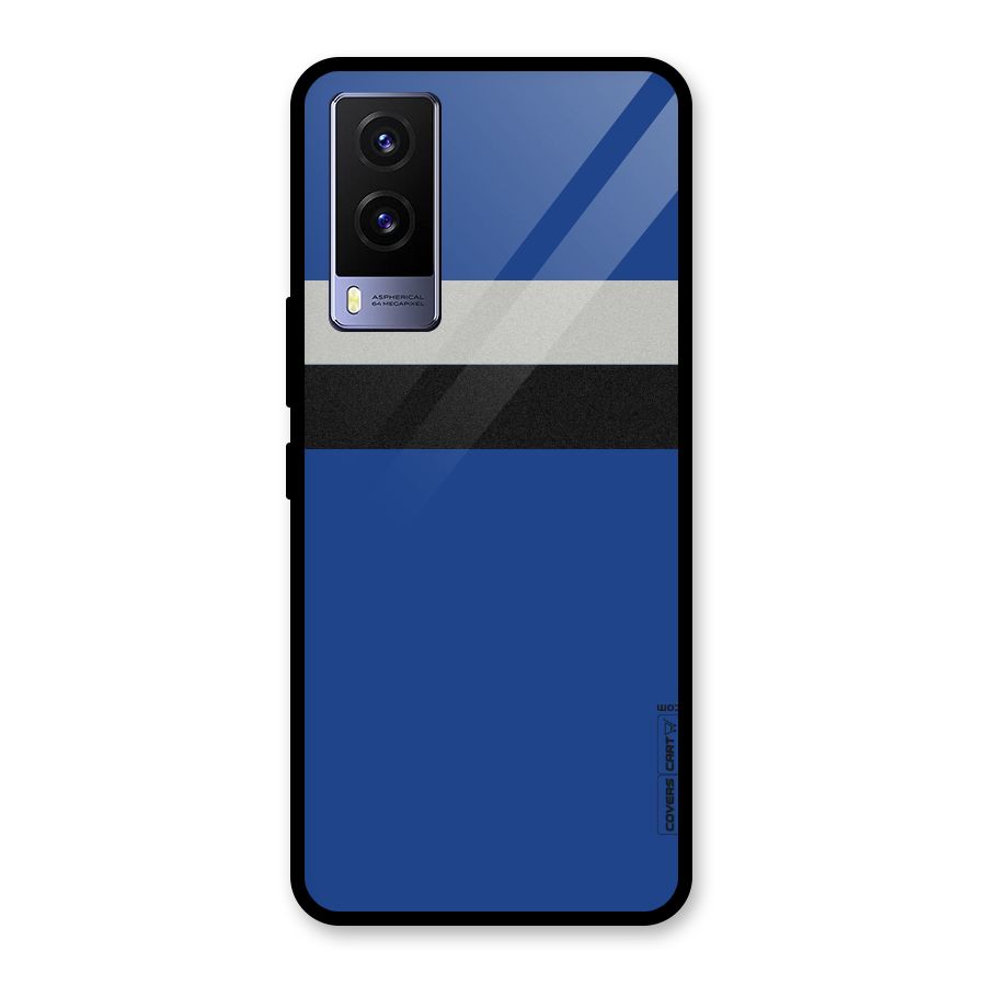 Grey Black Strips Glass Back Case for Vivo V21e 5G