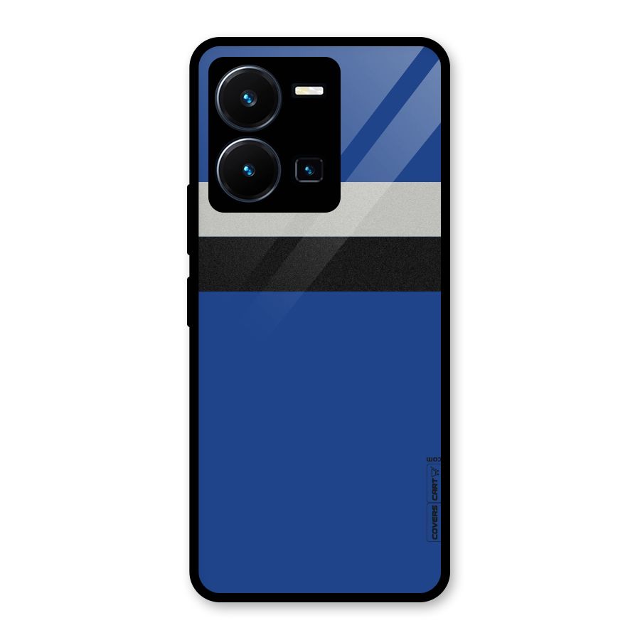 Grey Black Strips Glass Back Case for Vivo Y35