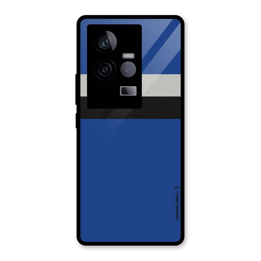 Grey Black Strips Glass Back Case for Vivo iQOO 11 5G