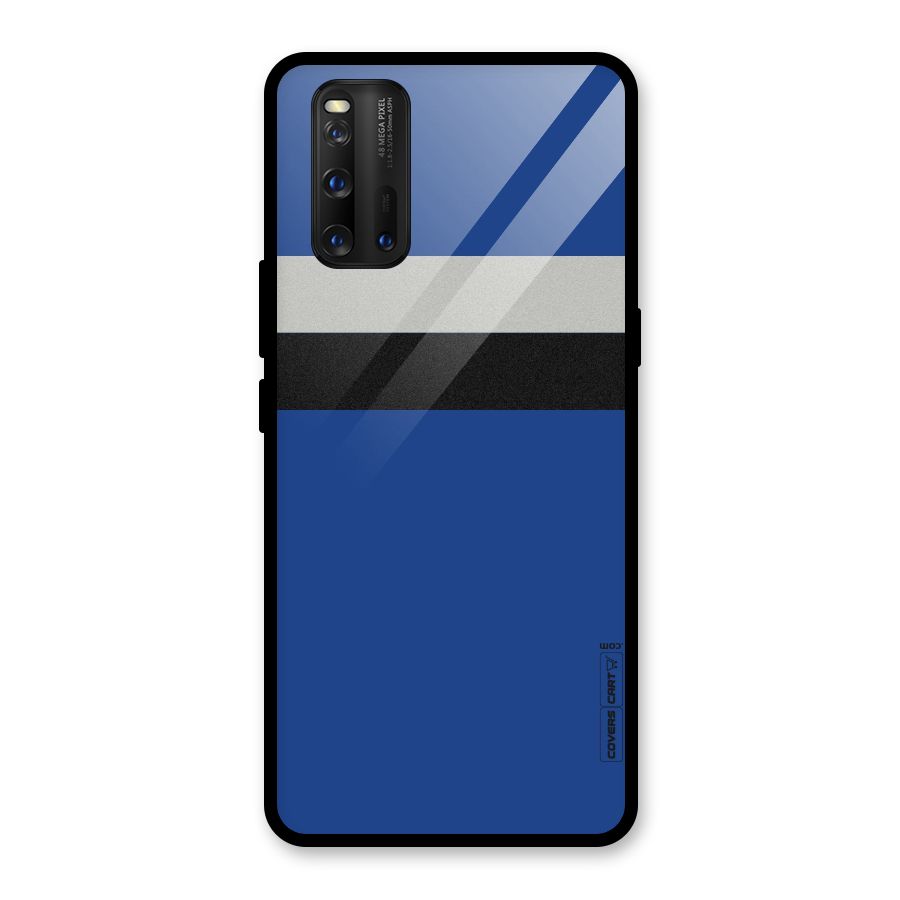 Grey Black Strips Glass Back Case for Vivo iQOO 3