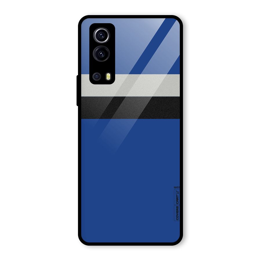 Grey Black Strips Glass Back Case for Vivo iQOO Z3