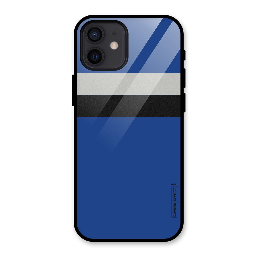 Grey Black Strips Glass Back Case for iPhone 12