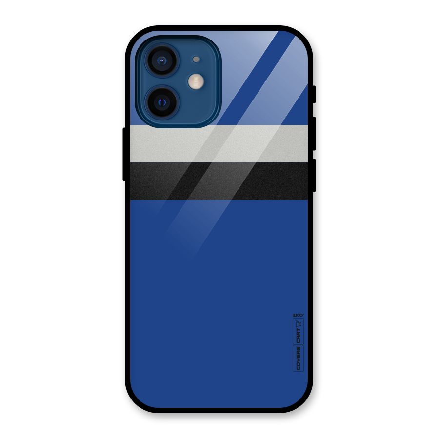 Grey Black Strips Glass Back Case for iPhone 12 Mini