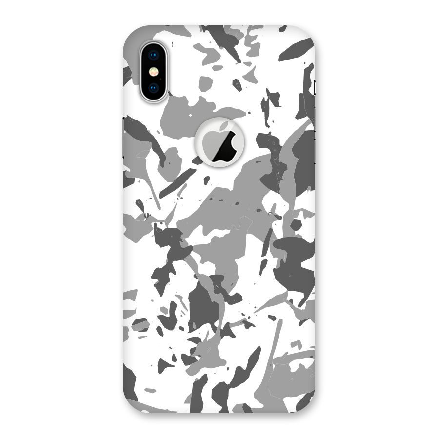 Grey Camouflage Army Back Case for iPhone XS Logo Cut