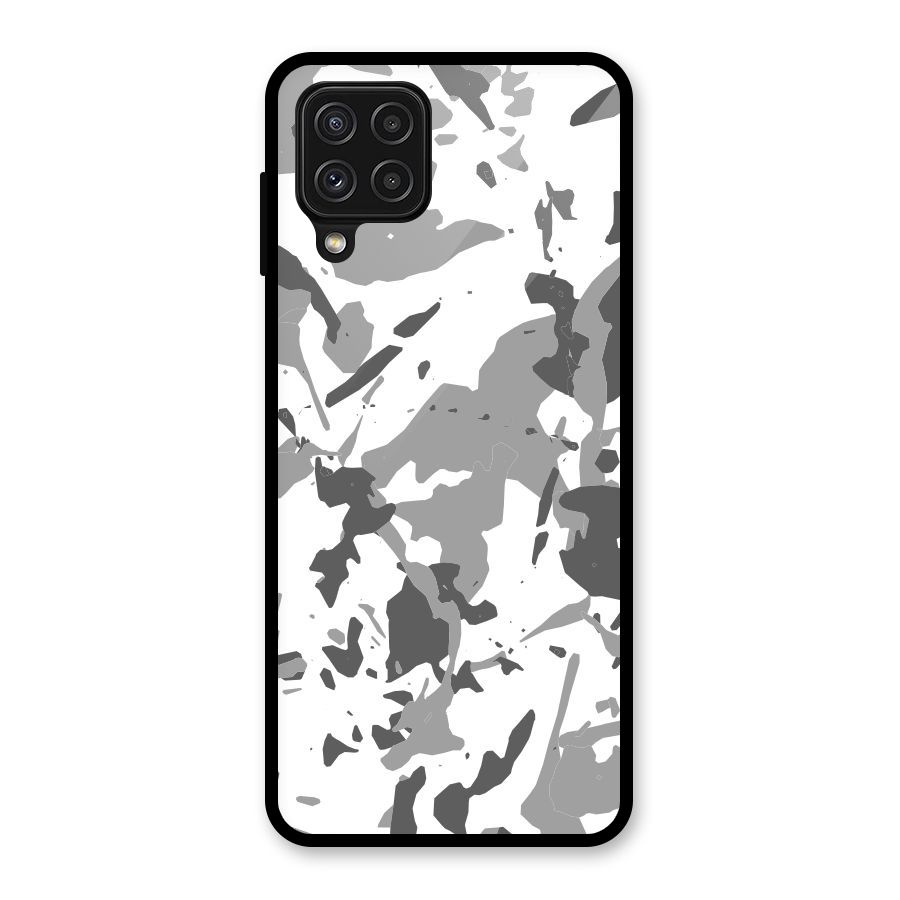 Grey Camouflage Army Glass Back Case for Galaxy A22 4G