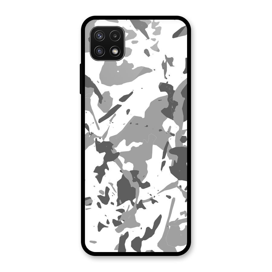 Grey Camouflage Army Glass Back Case for Galaxy A22 5G