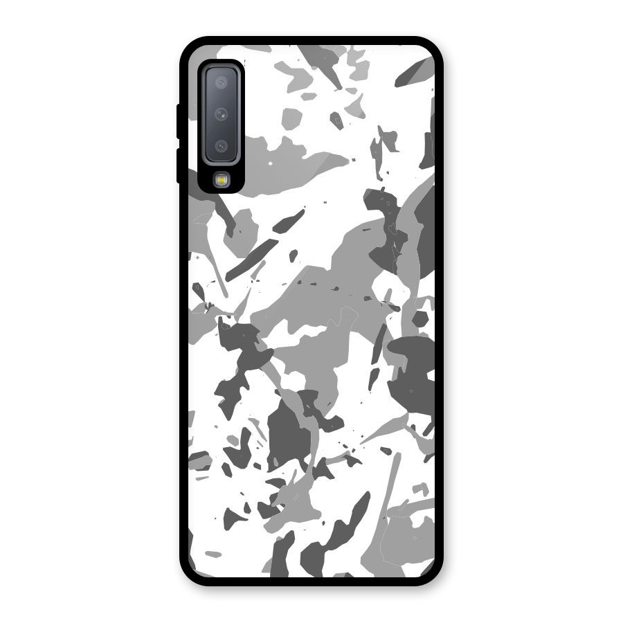 Grey Camouflage Army Glass Back Case for Galaxy A7 (2018)