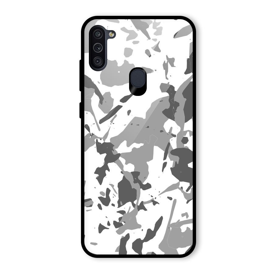 Grey Camouflage Army Glass Back Case for Galaxy M11