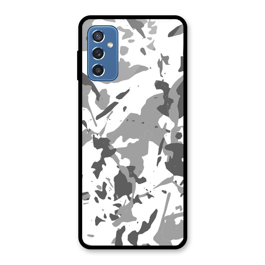 Grey Camouflage Army Glass Back Case for Galaxy M52 5G