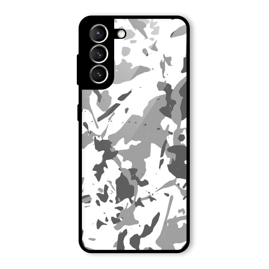Grey Camouflage Army Glass Back Case for Galaxy S21 5G