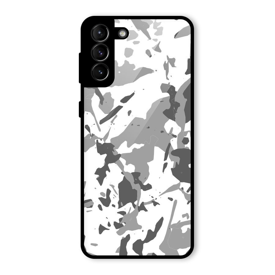 Grey Camouflage Army Glass Back Case for Galaxy S21 Plus