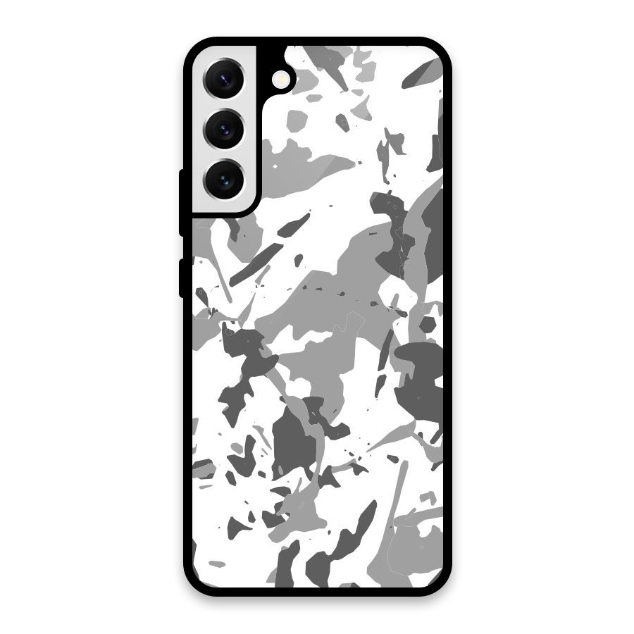 Grey Camouflage Army Glass Back Case for Galaxy S22 Plus 5G