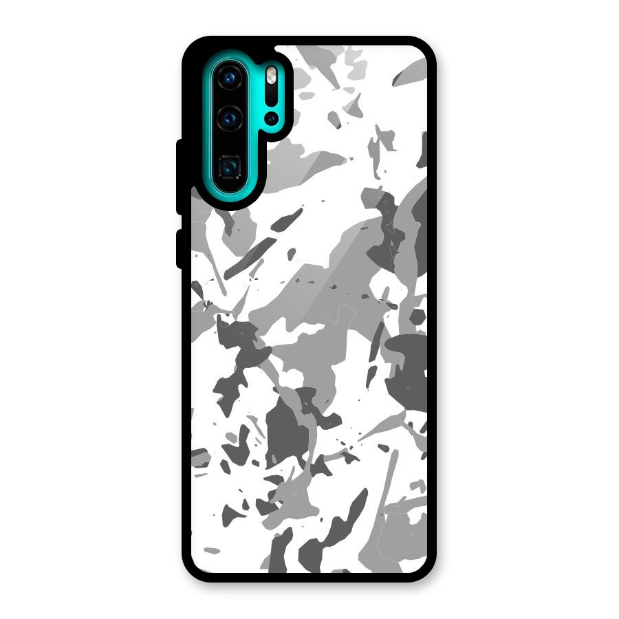 Grey Camouflage Army Glass Back Case for Huawei P30 Pro