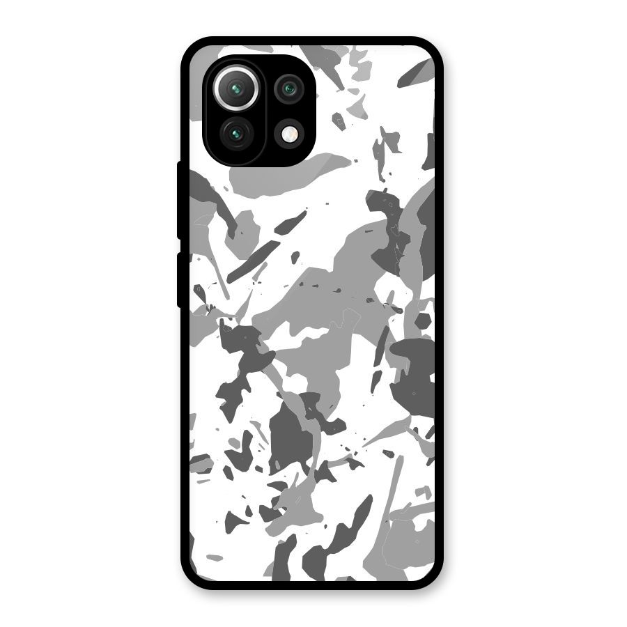 Grey Camouflage Army Glass Back Case for Mi 11 Lite