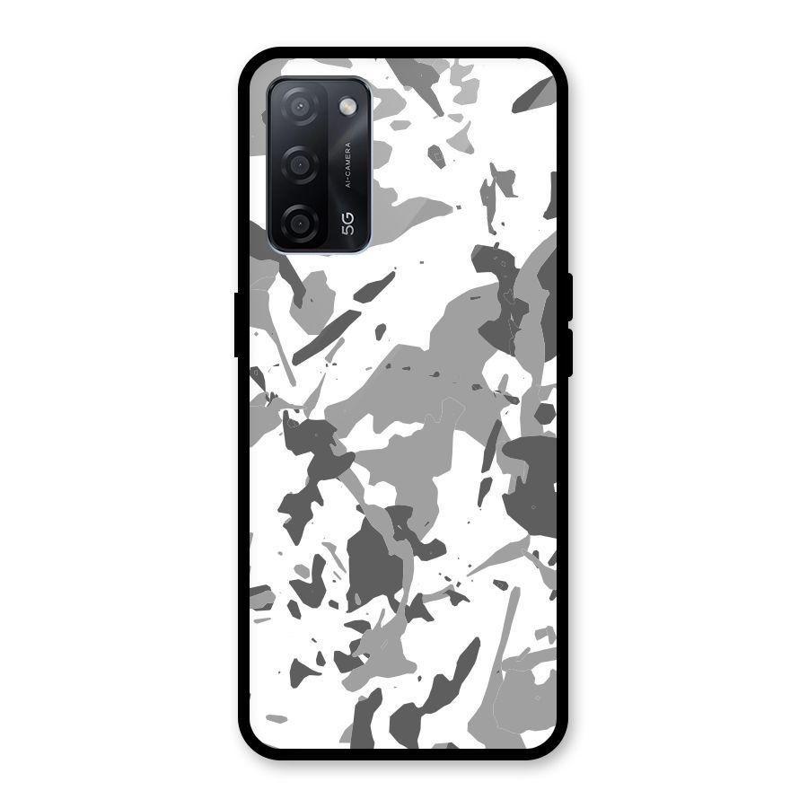 Grey Camouflage Army Glass Back Case for Oppo A53s 5G