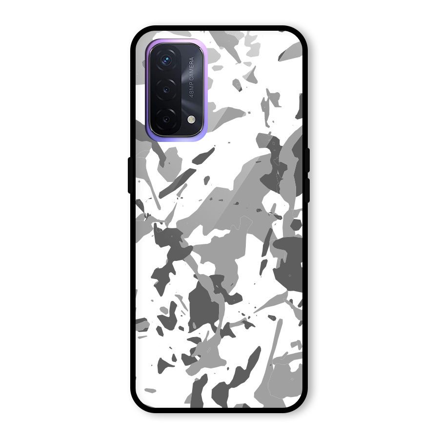 Grey Camouflage Army Glass Back Case for Oppo A74 5G