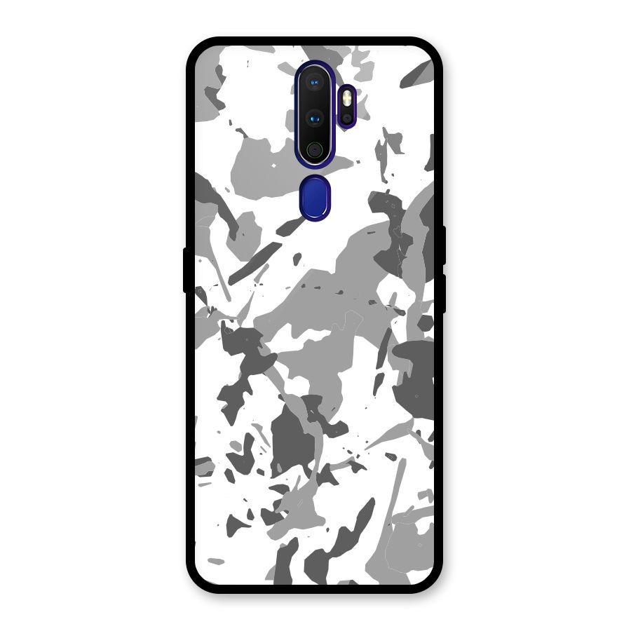 Grey Camouflage Army Glass Back Case for Oppo A9 (2020)
