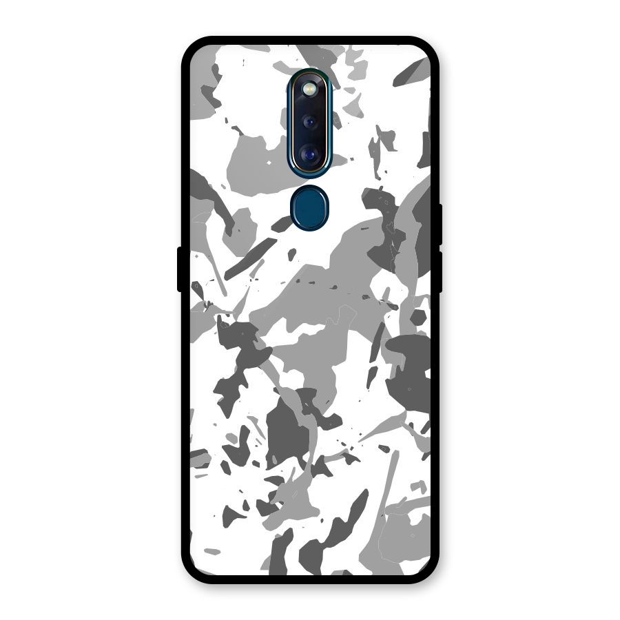 Grey Camouflage Army Glass Back Case for Oppo F11 Pro